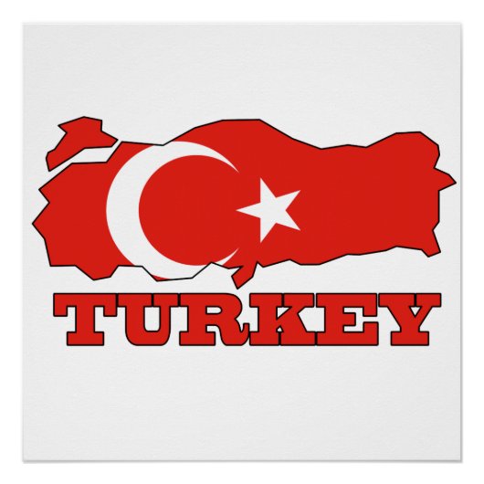 Poster Drapeau sur la carte de la Turquie (Devant)
