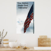 Poster Drapeau sur le ciel bleu, "Une nation, sous Dieu,  (Cuisine)