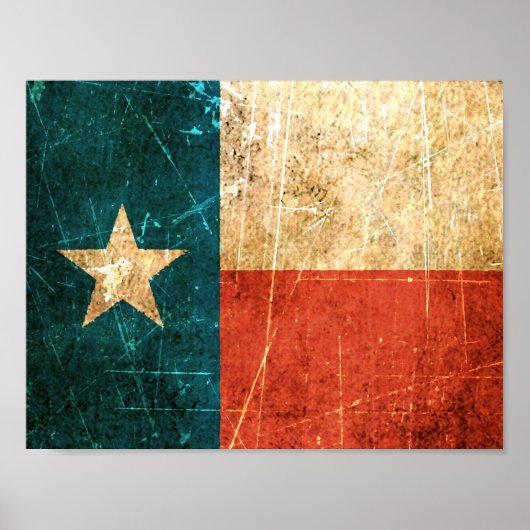 Poster Drapeau texan soufflé et usé (Devant)