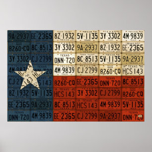 Poster Drapeau Texas Lone Star State License Plate Art