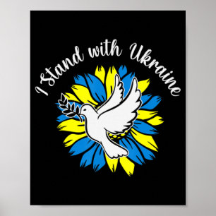 Poster Drapeau Tournesol Ukrainien Dove Ukraine I stand w