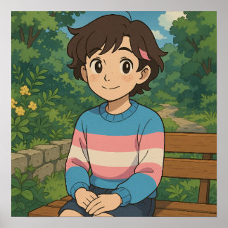 Poster Drapeau Transgenre Personnage d'Anime | LGBTQIA+