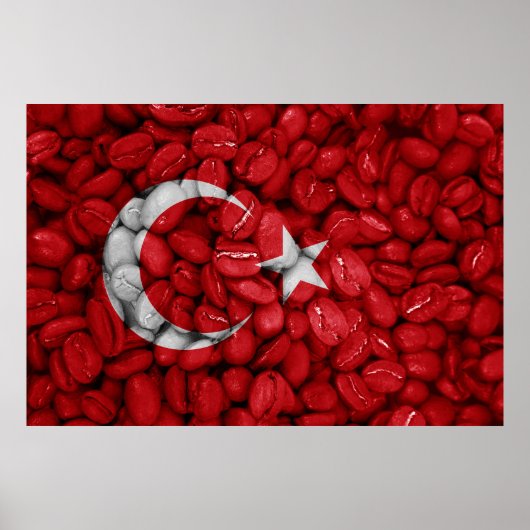 Poster Drapeau turc avec café (Devant)