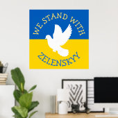 Poster Drapeau Ukraine | Je suis avec Zelenskyy (Bureau à domicile)