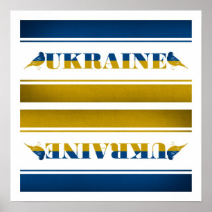 Poster Drapeau Ukraine, Oiseaux Nightingale Nationaux