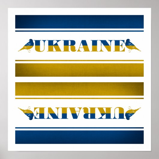Poster Drapeau Ukraine, Oiseaux Nightingale Nationaux (Devant)
