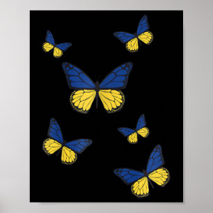 Poster Drapeau Ukraine Papillon Papillons Drapeau Ailes D