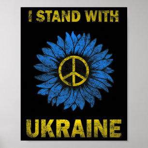 Poster Drapeau Ukraine Tournesol Je soutiens l'Ukraine So