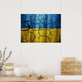 Poster Drapeau ukrainien aux fissures (Cuisine)