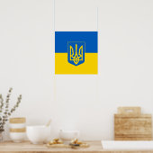 Poster Drapeau ukrainien avec armoiries (Cuisine)