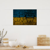 Poster Drapeau ukrainien avec fissures (Cuisine)