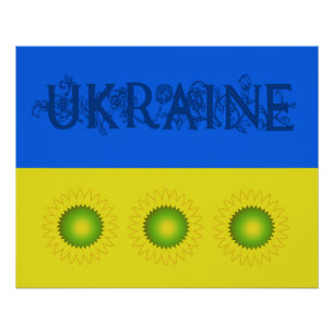 Poster Drapeau ukrainien avec tournesols