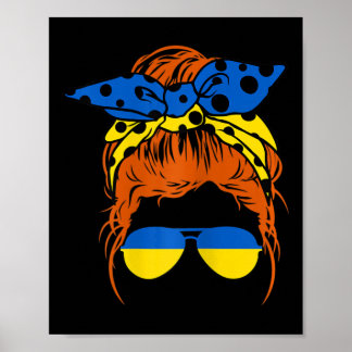 Poster Drapeau ukrainien de maman femme chignon désordonn
