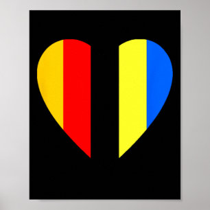 Poster Drapeau ukrainien et allemand au cœur de l'Ukraine