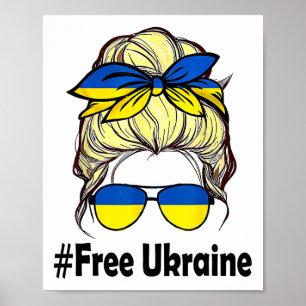 Poster Drapeau ukrainien Femmes Chignon décoiffé Ukraine