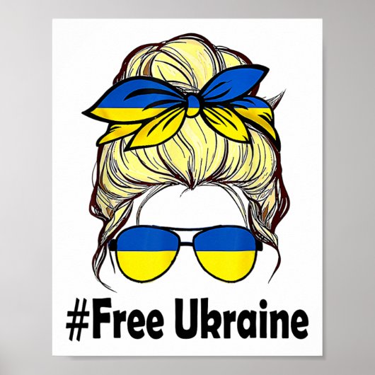 Poster Drapeau ukrainien Femmes Chignon décoiffé Ukraine  (Devant)