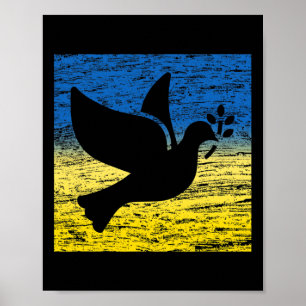 Poster Drapeau ukrainien jaune bleu Colombe ukrainienne O