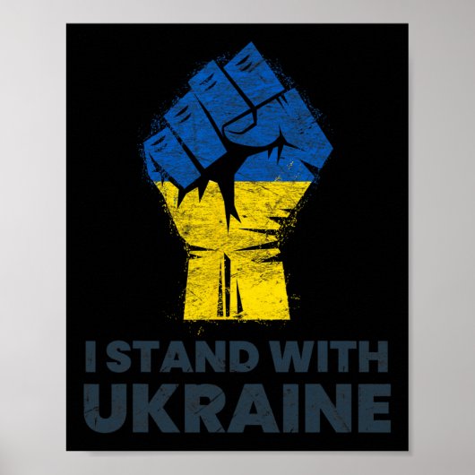 Poster Drapeau ukrainien - Je suis avec le drapeau de l'U (Devant)