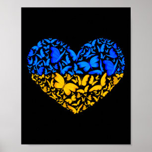 Poster Drapeau ukrainien Paix Drapeau ukrainien Papillon