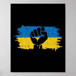 Poster Drapeau ukrainien Poing Résistance ukrainienne Man