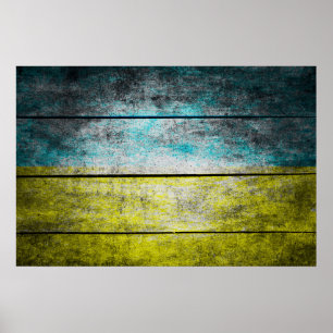 Poster Drapeau ukrainien sur bois
