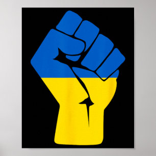 Poster Drapeau ukrainien Ukraine Solidarité Poing levé de