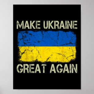 Poster Drapeau ukrainien vintage rendrez l'Ukraine de nou