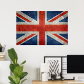Poster Drapeau Union Jack britannique dans style rétro te (Bureau à domicile)