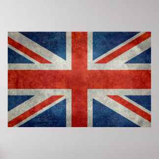 Poster Drapeau Union Jack britannique dans style rétro te