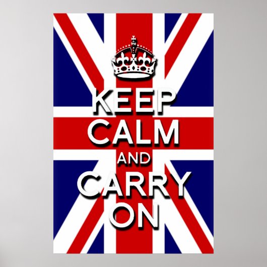 Poster drapeau Union Jack keep calm and carry on (Devant)