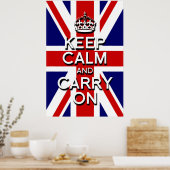 Poster drapeau Union Jack keep calm and carry on (Cuisine)