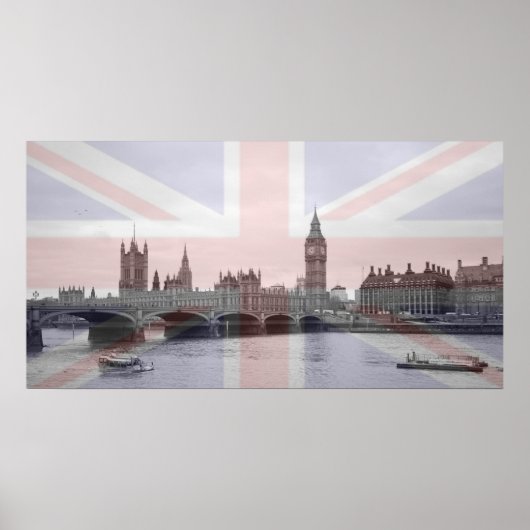 Poster Drapeau Union Jack Skyline de Londres (Devant)