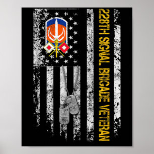 Poster Drapeau US 228e Signal Brigade Militaire Vintage V