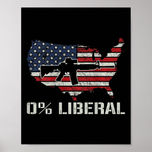 Poster Drapeau Usa 0% Libéral - Drôle Drapeau Ar15 Républ (Devant)