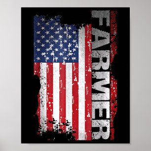 Poster Drapeau Usa Agriculteur Pour Le 4 Juillet