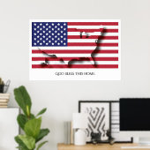 Poster Drapeau USA AMERICA Patriotic Home Texte Customisé (Bureau à domicile)