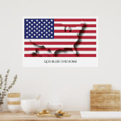 Poster Drapeau USA AMERICA Patriotic Home Texte Customisé (Cuisine)