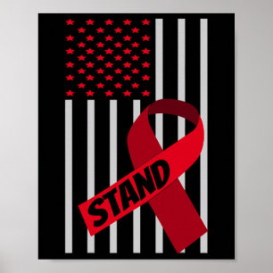 Poster Drapeau Usa Anémie Scd Burgundy Ribbon Cellule de 