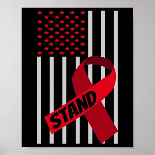 Poster Drapeau Usa Anémie Scd Burgundy Ribbon Cellule de  (Devant)