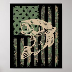 Poster Drapeau Usa Camouflage Grande Bouche Byss Pêche 1