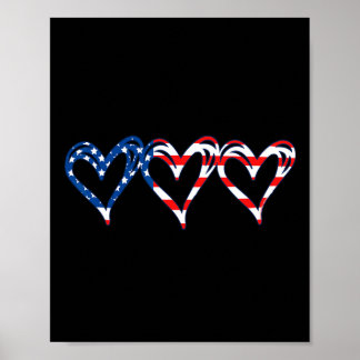 Poster Drapeau Usa Cœurs Américains Patriotiques Forces A