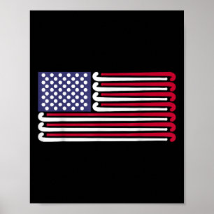 Poster Drapeau Usa Drapeau Amérique Hockey Sur Gazon Pour
