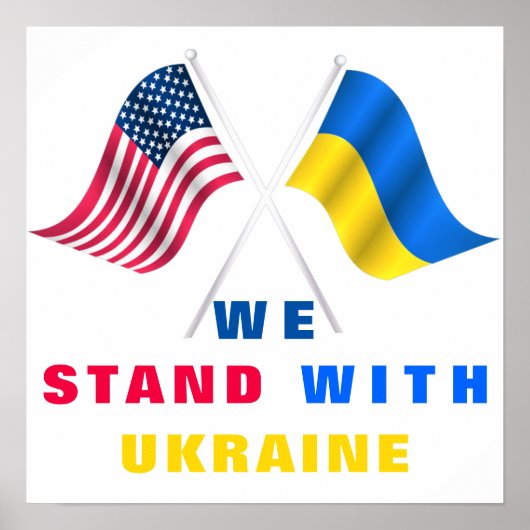 Poster Drapeau USA - Drapeau ukrainien - Nous sommes avec (Devant)