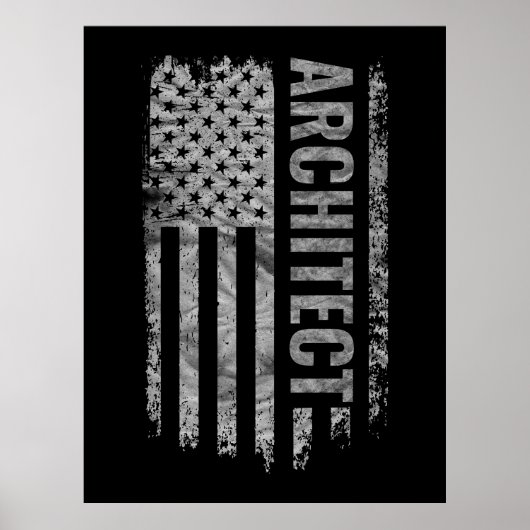 Poster Drapeau USA en détresse design Architecte (Devant)
