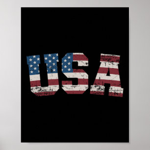 Poster Drapeau Usa Etoiles Et Bandes Pour L'indépendance