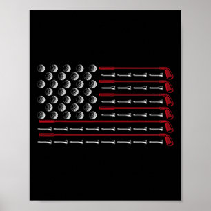 Poster Drapeau Usa Golf Club Sport Cadeau Amérique Golf