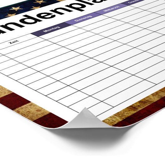 Poster Drapeau USA / Grunge (Coin)