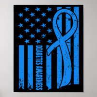 Drapeau Usa Guerrier diabétique Bleu Diabète Type 