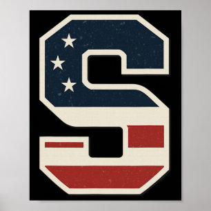 Poster Drapeau Usa Lettre S Étoiles Rayures Trio Correspo