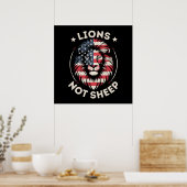 Poster Drapeau USA, LIONS ET NON MOUTONS (Cuisine)